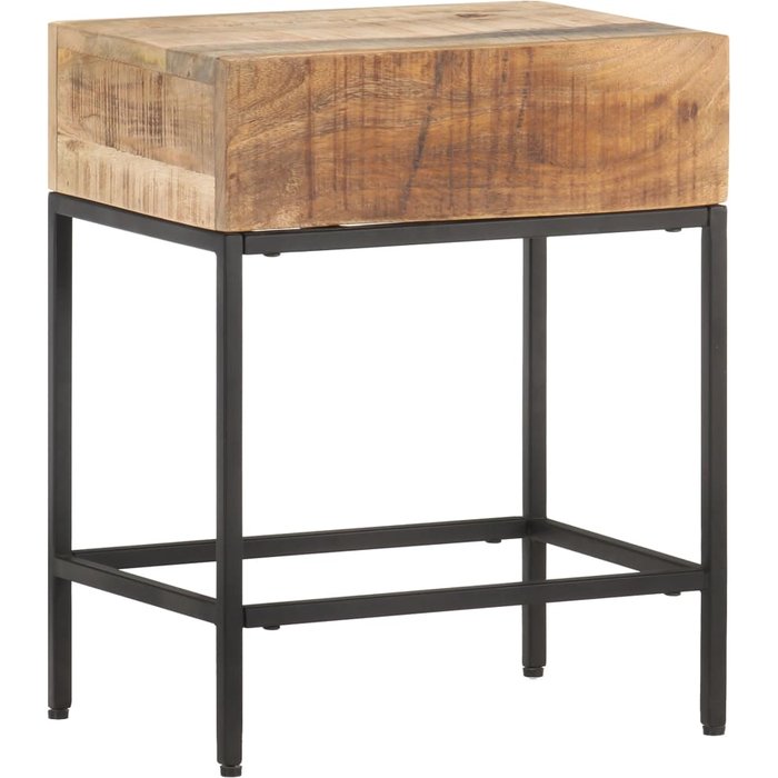 Mesita auxiliar de 40x30x50 cm, madera maciza de mango natural.