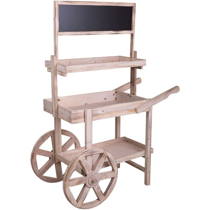 Carro expositor de madera blanco 95x51x128