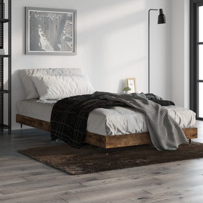 Vidaxl estructura de cama sin colchón madera roble ahumado 90x190 cm