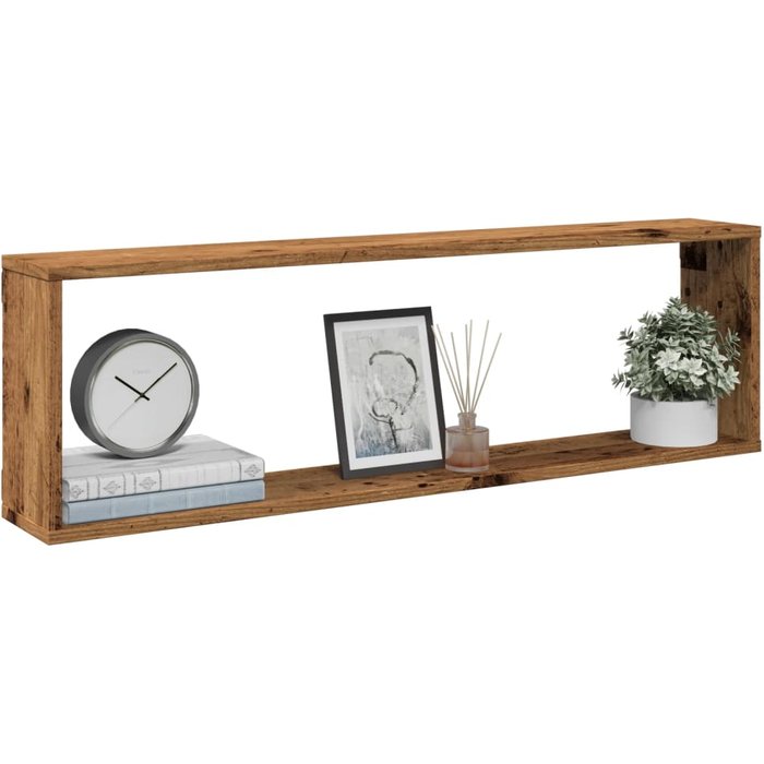 Estantes cubo de pared 4 piezas madera vieja 100x15x30 cm