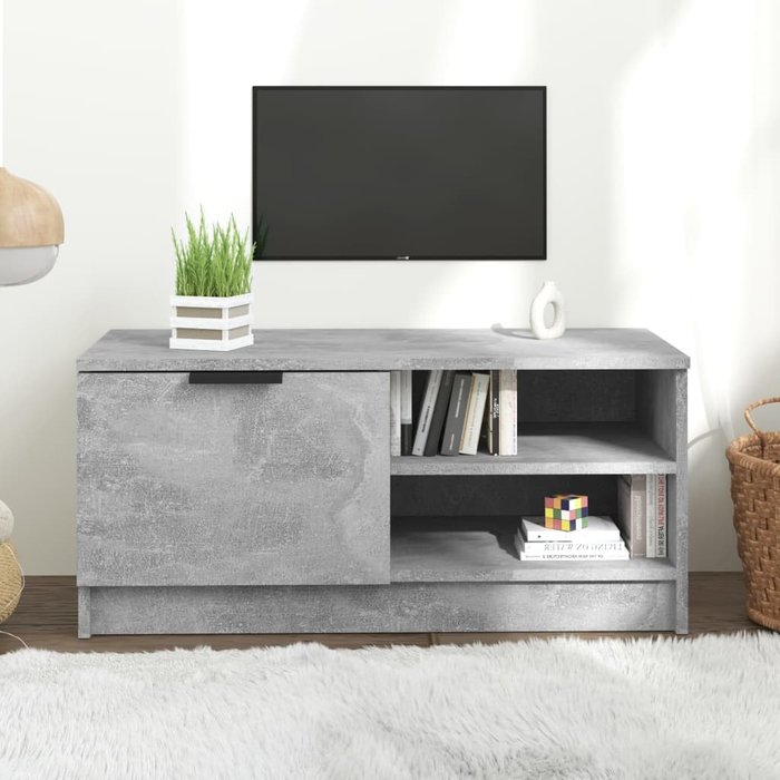 Maison exclusive - mueble de tv madera contrachapada gris hormigón 80x35x36,5 cm