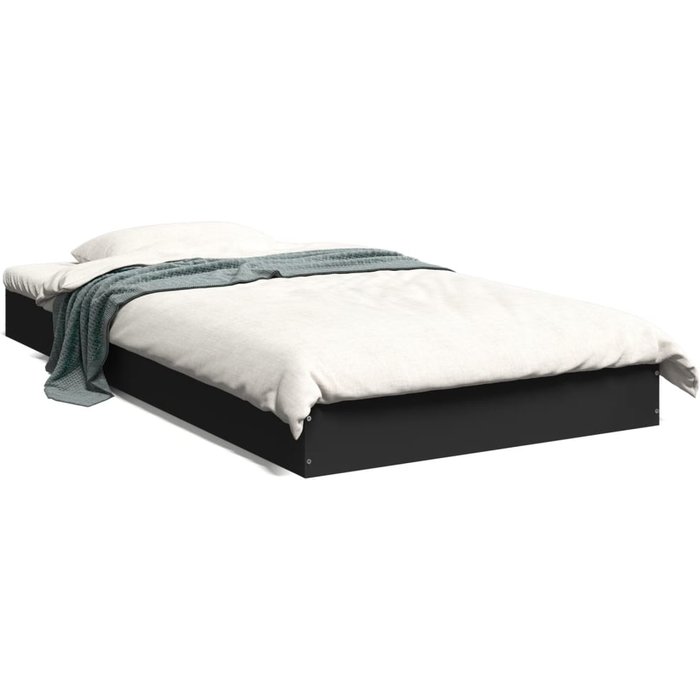 Estructura de cama madera de ingeniería negra 100x200 cm — comfortxl