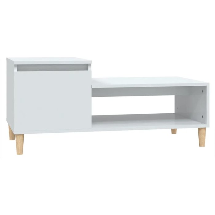 Mesa de centro madera contrachapada blanco brillo 100x50x45 cm - comfortxl