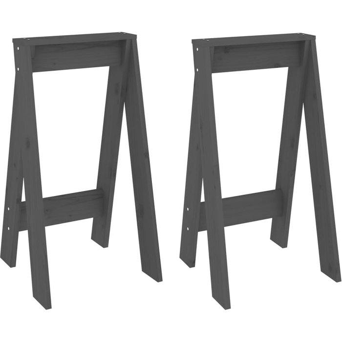 Taburetes 2 unidades madera maciza de pino gris 40x40x75 cm