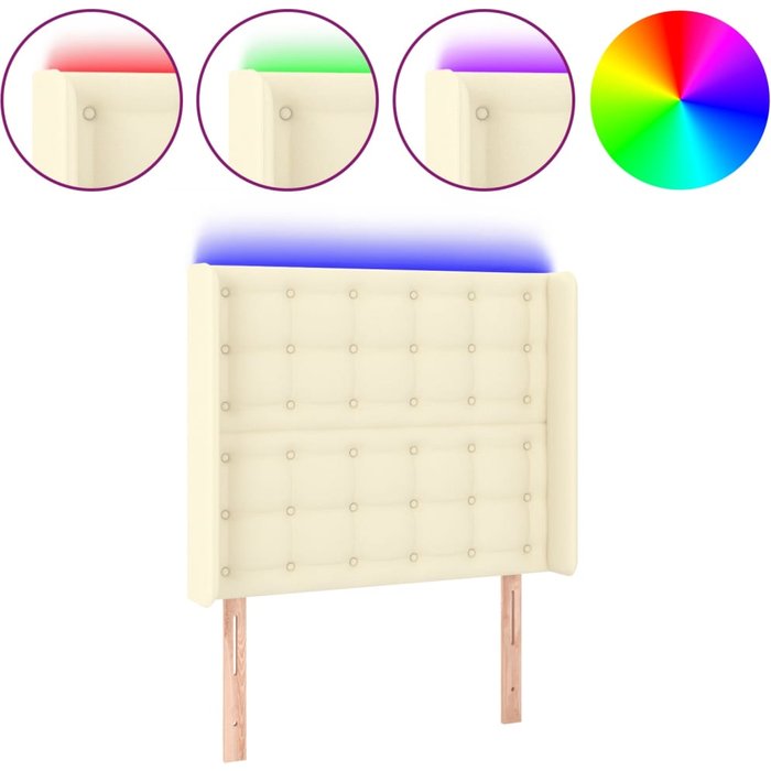 Cabecero con led cuero sintético color crema 83x16x118/128 cm