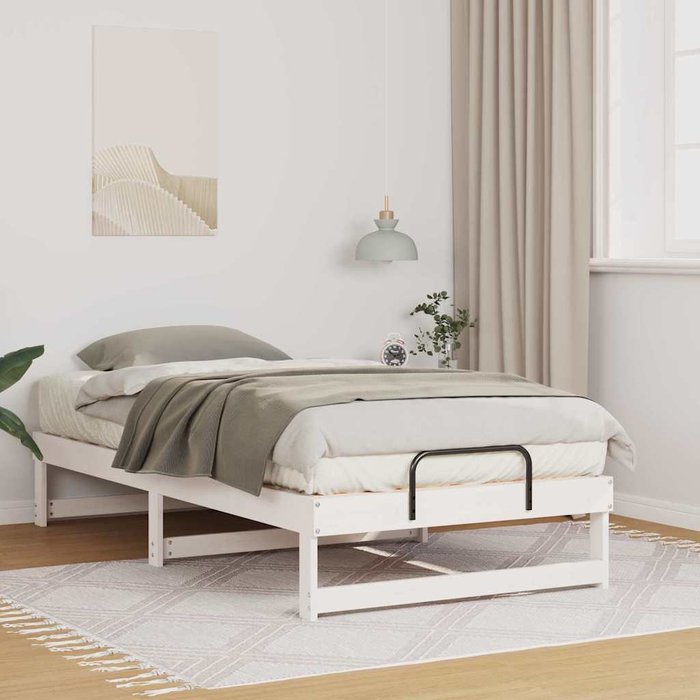 Estructura de cama blanca 75 x 190 cm pino macizo