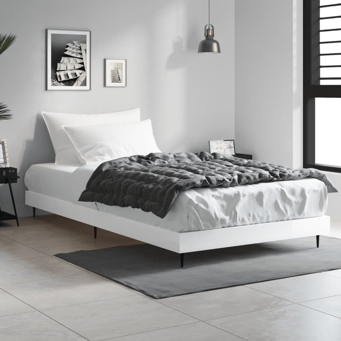 Estructura de cama madera de ingeniería blanco brillo 90x200cm — comfortxl