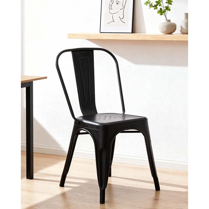 Set de 4 sillas en acero lessie - color negro - homekit