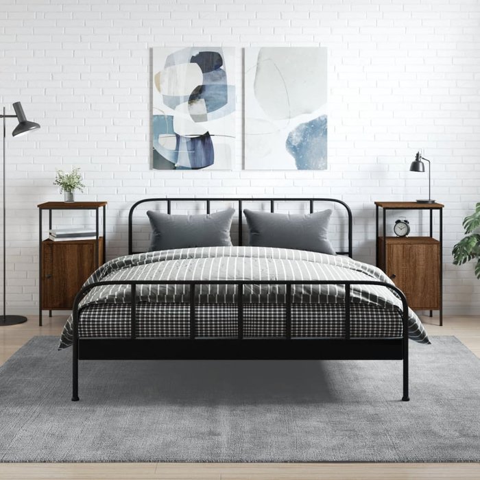 Mesitas noche 2 uds madera ingeniería marrón roble 41x31x80 cm vidaxl