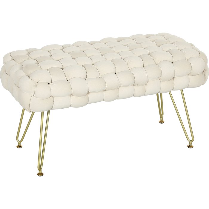 Reposapiés para salón homcom terciopelo crema 76x38x41.5 cm