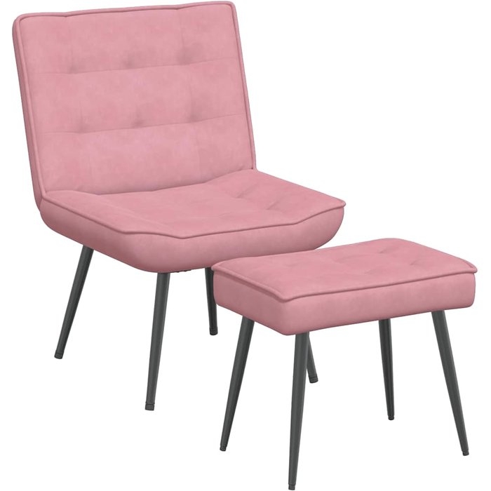 Sillón de relax | silla de relax con reposapiés terciopelo rosa cfw10922