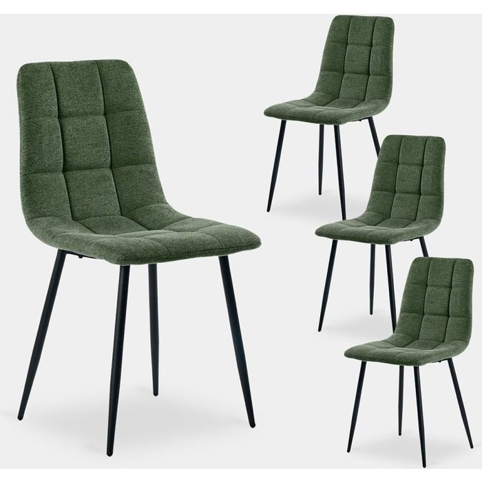 Packs 4 sillas tela verde oscuro 43 x 88 cm