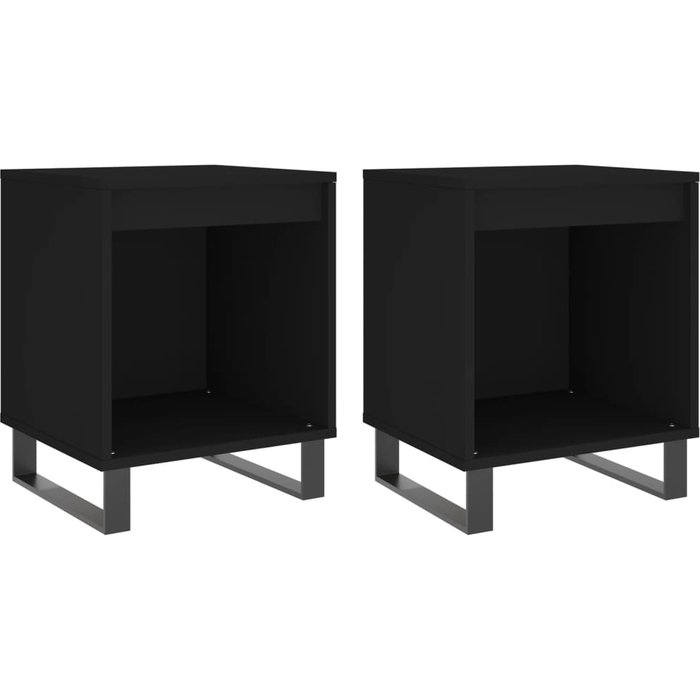 Mesitas de noche 2 uds madera de ingeniería negro 40x35x50 cm - comfortxl