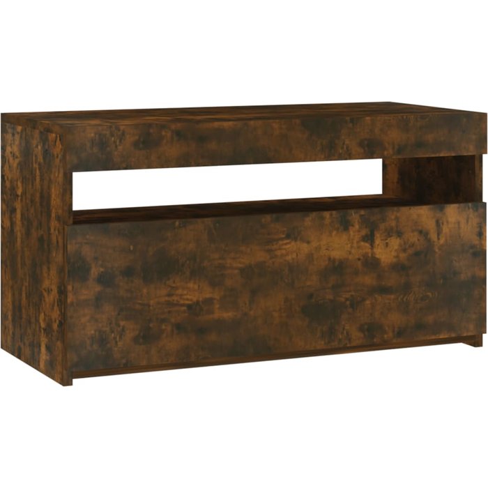 Mueble tv | mueble de salón con luces led roble ahumado 75x35x40 cm cfw79719