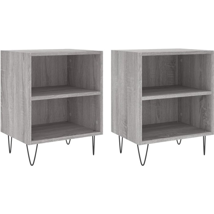 Mesitas de noche 2 piezas sonoma gris 40x30x50cm madera contrachapada