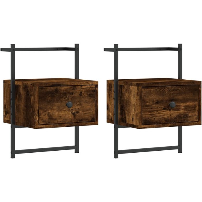 Mesitas de noche de pared 2 unidades roble ahumado 35x30x51 cm - comfortxl