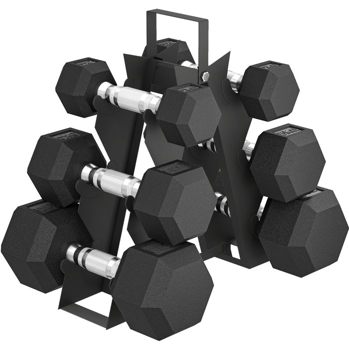 Juego de mancuernas sportnow metal, caucho negro 34x10x32 cm a91-403v00bk