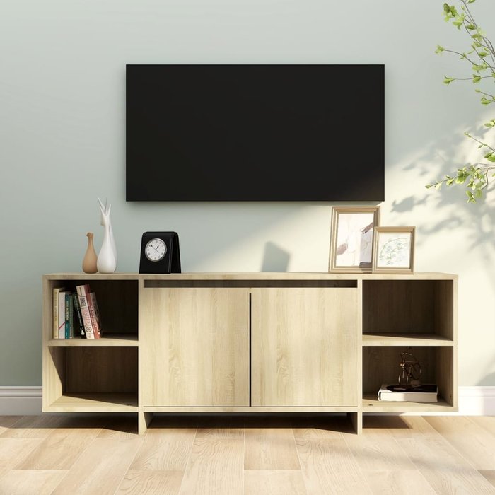 Mueble tv roble sonoma 130x35x50 cm madera contrachapada
