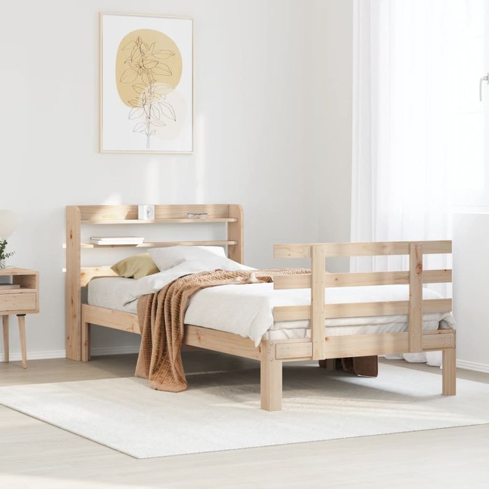 Vidaxl estructura de cama con cabecero madera maciza pino 90x190 cm