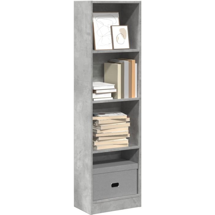 Librería gris hormigón 40x24x143 cm de madera contrachapada
