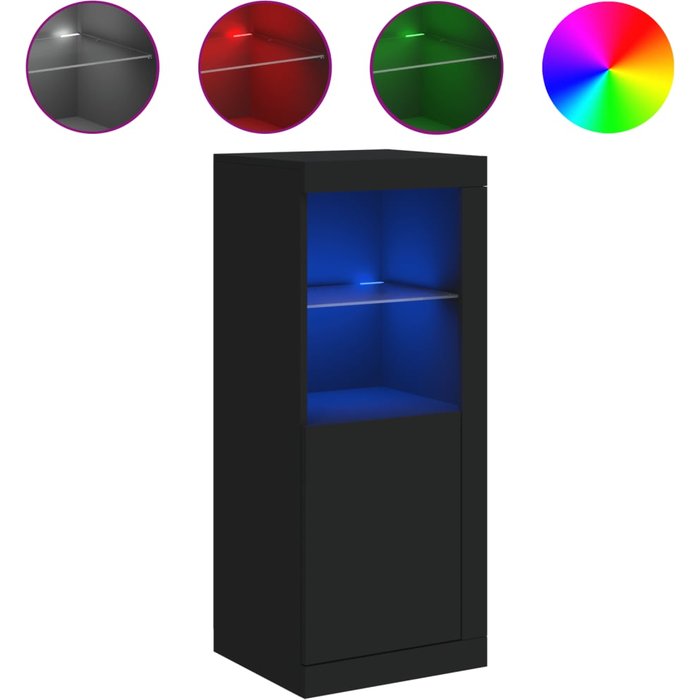 Aparador con luces led negro 41x37x100 cm - comfortxl