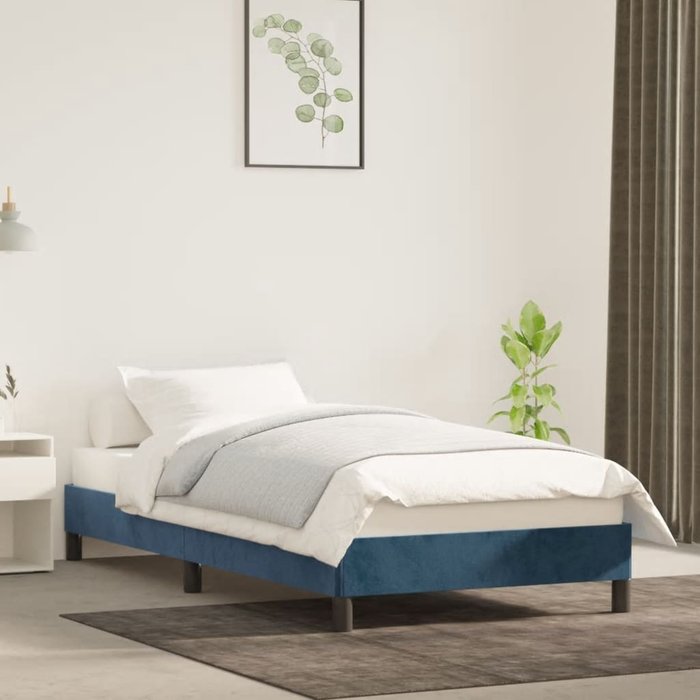 Estructura de cama azul oscuro 90x190 cm terciopelo