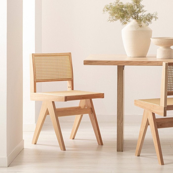 Silla de comedor de madera natural 44x80 cm