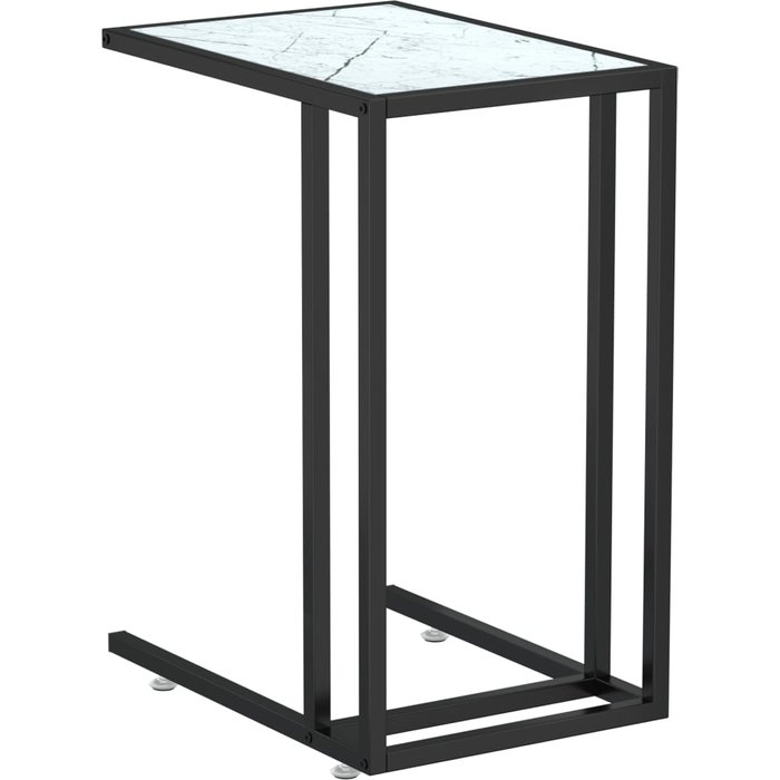 Mesita ordenador vidrio transparente blanco mármol 50x35x65cm - comfortxl