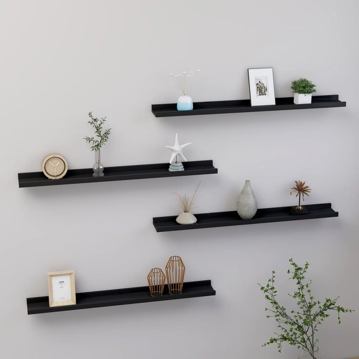Maison exclusive - estantes de pared 4 unidades negro 80x9x3 cm