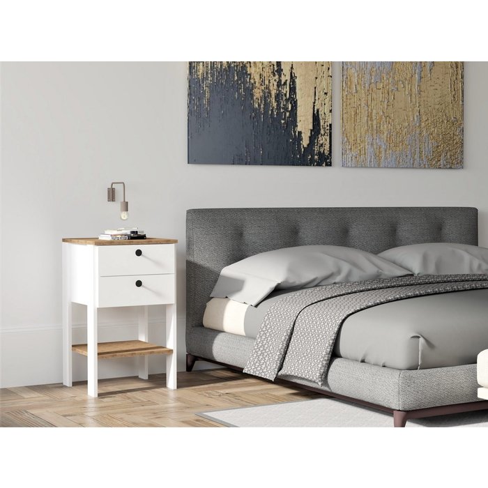 Mesita de noche ruzisa nogal blanco 44x75x44 cm