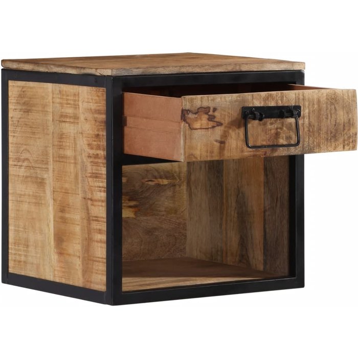 Mesita de noche | mesilla de noche madera maciza de mango 40x35x40 cm cfw53427