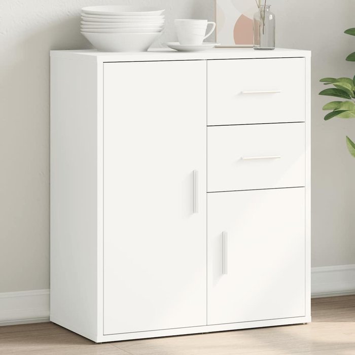 Aparador blanco de 60x31x70 cm, madera de ingeniería.