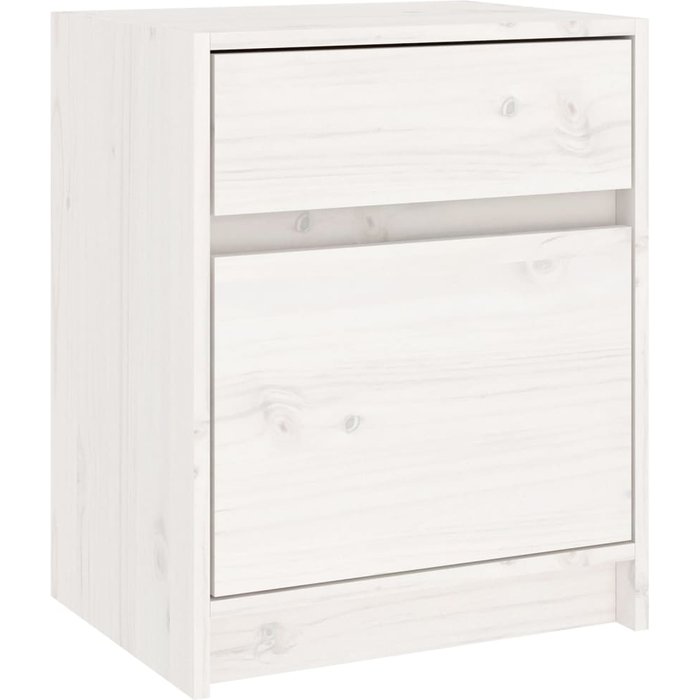 Mesita de noche madera maciza de pino blanca 40x31x50 cm - comfortxl