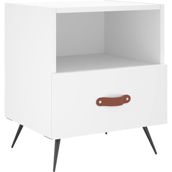 Mesita de noche blanca 40x35x47,5 cm de madera contrachapada