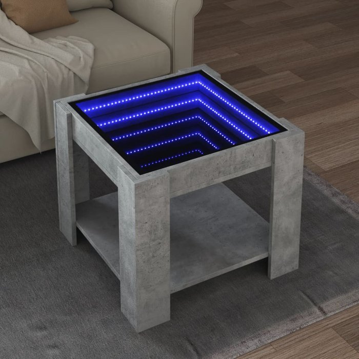 Mesa de centro y led madera ingeniería gris hormigón 53x53x45cm vidaxl