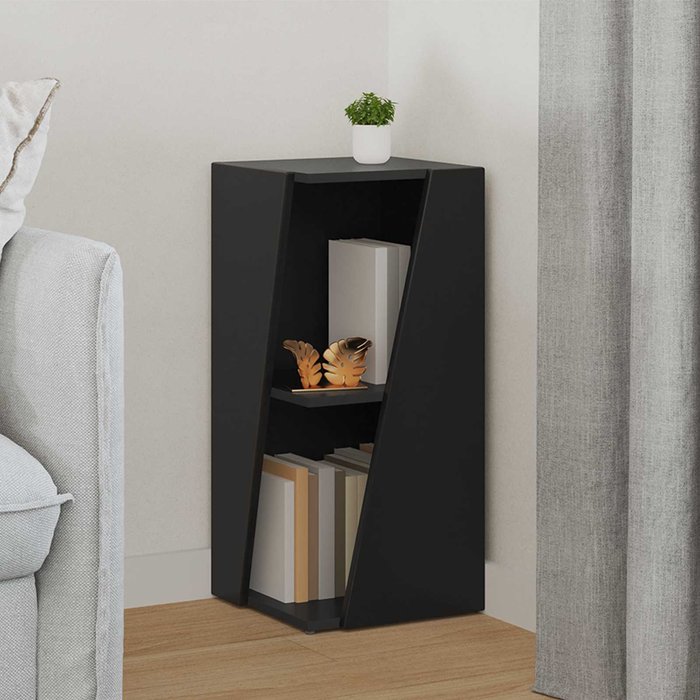 Estante lateral negro, 33 x 32 x 70,5 cm, madera de ingeniería. - pangivo