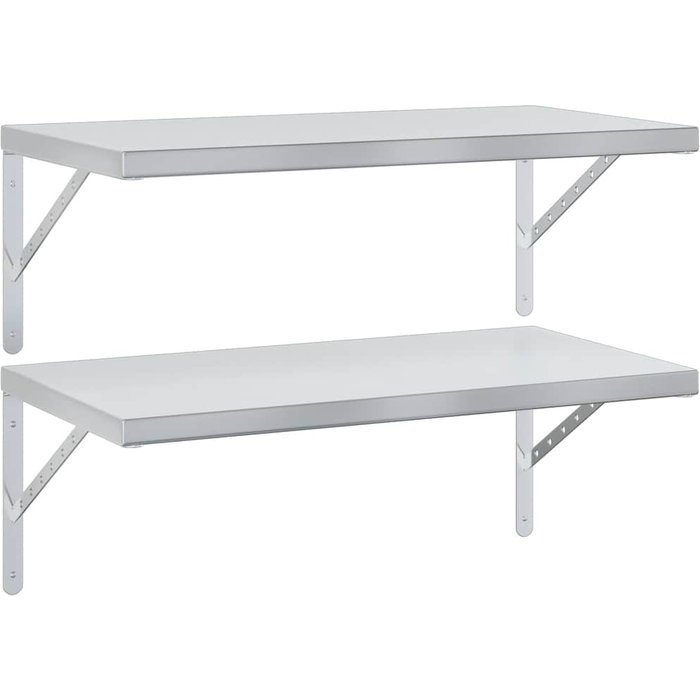 Estantes de pared 2 uds acero inoxidable plateado 75x40 cm - comfortxl