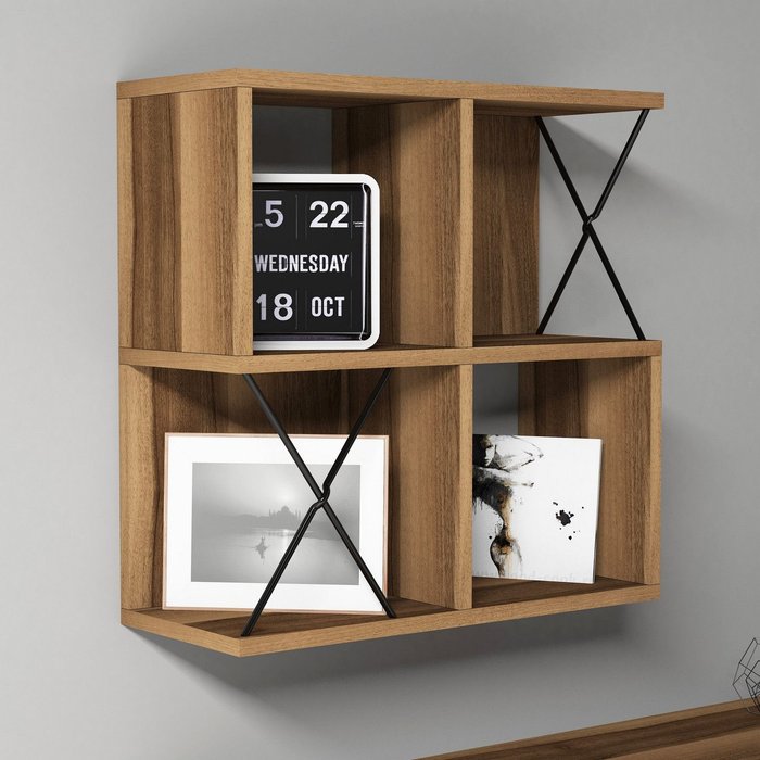 Estante de pared extra negro nogal