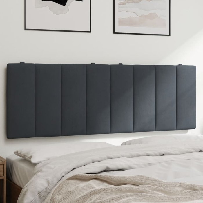 Cabecero de cama acolchado hanko terciopelo gris oscuro 140 cm