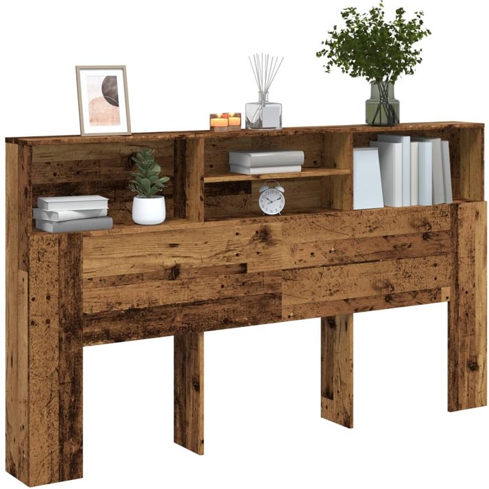 Cabecero armario madera ingeniería envejecida 180x19x103,5 cm