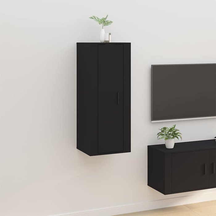Mueble de tv de pared negro 40x34,5x100 cm
