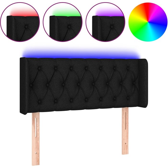 Cabecero cama - mueble cabecero con led de tela negro 103x16x78/88 cm