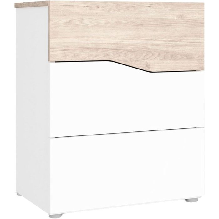 Mesita de noche cannes 3 cajones blanco mate/sahara 65x54x34,8 cm