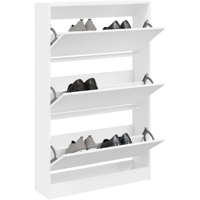 Vidaxl zapatero de madera de ingeniería blanco 80x21x125,5 cm