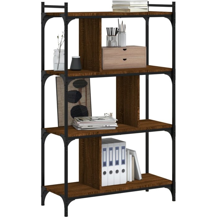 Librería 4 estantes madera ingeniería marrón roble 76x32x123 cm – comfortxl