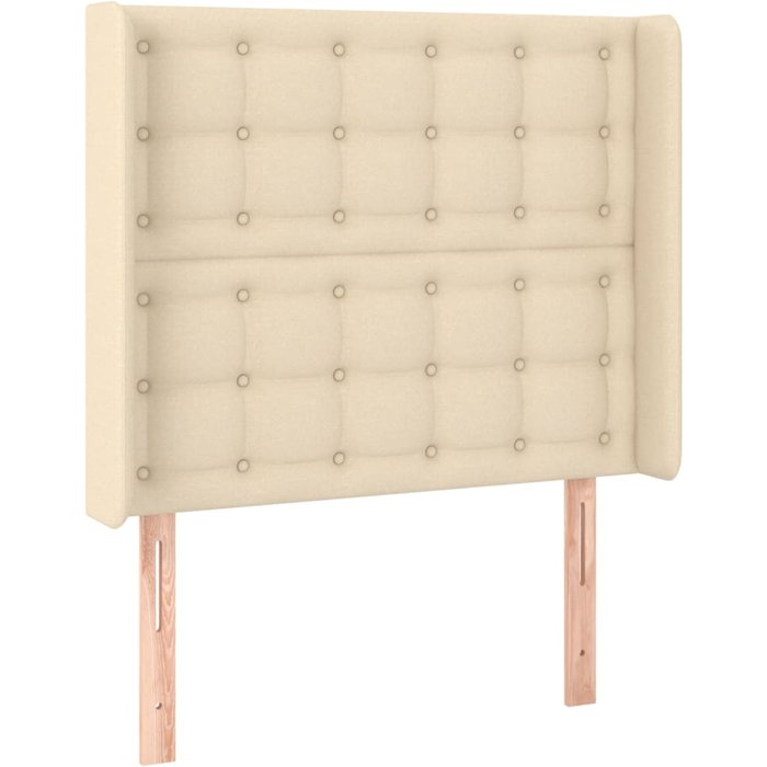 Cabecero de tela color crema con alas 83x16x118/128 cm - comfortxl