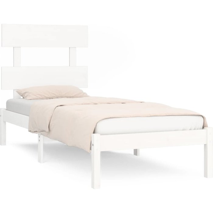 Estructura de cama madera maciza de pino blanca 90x200 cm — comfortxl