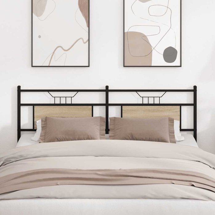 Maison exclusive - cabecero de madera de ingeniería y acero roble sonoma 160 cm