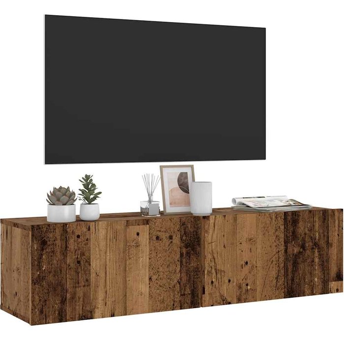 Mueble de tv de pared madera ingeniería envejecida 120x30x30 cm