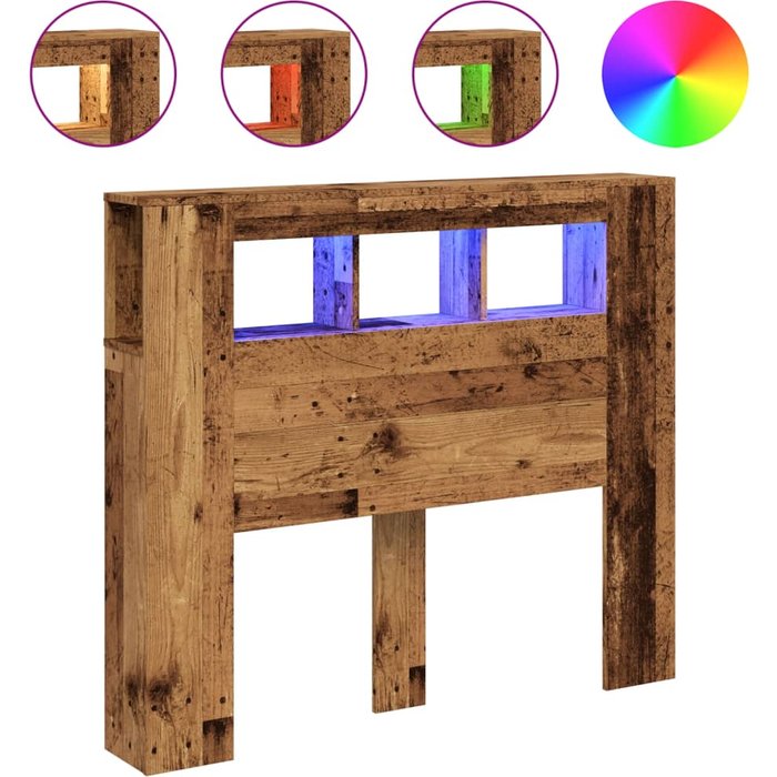 Cabecero con led madera ingeniería envejecida 120x18,5x103,5 cm - comfortxl